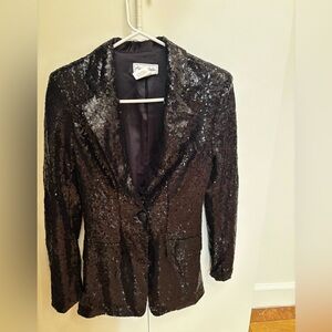 Alex & Sophia Black Sequined Blazer Jacket size 1/2